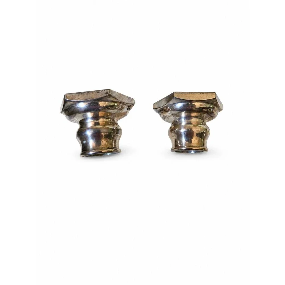 Vintage Silver Tone Candle Holders Pair – Heavy Mini Candlesticks 1.5
